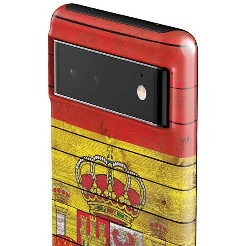 Spain Flag Dark Wood Google Pixel 6 Case